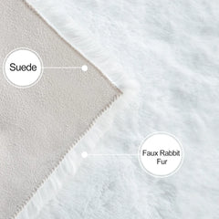White Round Shag Rug 6ft Faux Rabbit Washable Fur Area Rugs for Living Room Circle Fluffy Rugs for Bedroom Boho Rug