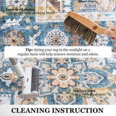 Orhopui Retro-Style Persian sponge Carpet, Stain Resistant, Non-Shedding, Washable Rugs, Non-woven felt spot molding