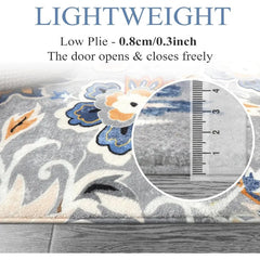 Floral Washable Carpet for Living Room - 3x5 Non-Slip Lightweight Kitchen Rugs, Throw Soft Small Area Rug for