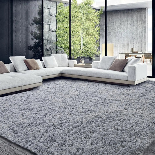 Furry Area rug 10x14 feet, super furry large plush faux fur rug for the living room bedroom