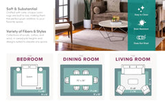 Collection Casual Transitional Solid Heathered Indoor/Outdoor Flatweave Area Rug (9' x 12' Rectangle, Teal/Navy Blue)