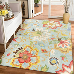 Floral Washable Carpet for Living Room - 3x5 Non-Slip Lightweight Kitchen Rugs, Throw Soft Small Area Rug for