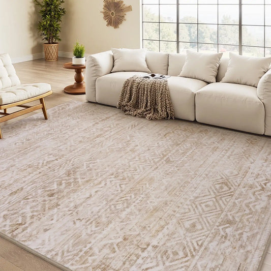 5'x7' Area Rugs for Living Room Jacquard Textured Modern Rugs Soft Geometric Rug for Bedroom Mid Century Washable Rug
