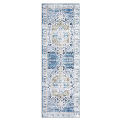 Area Rug 2x8 Machine Washable Runner Rug Hallway Indoor Vintage Rug Blue Distressed Printed Doormat Soft Runner Thin Rug