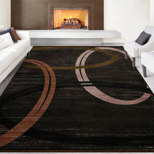 Modern 4x6 Area Rug, Grey Abstract High Traffic Rugs for Living Room Bedroom Office Dining Room, Indoor Large