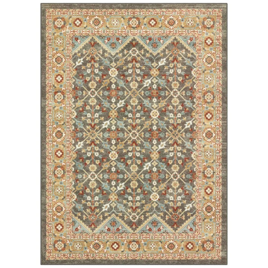 Persian Border Medallion Loop Print Rust Brown Indoor Area Rug, 7'x10'
