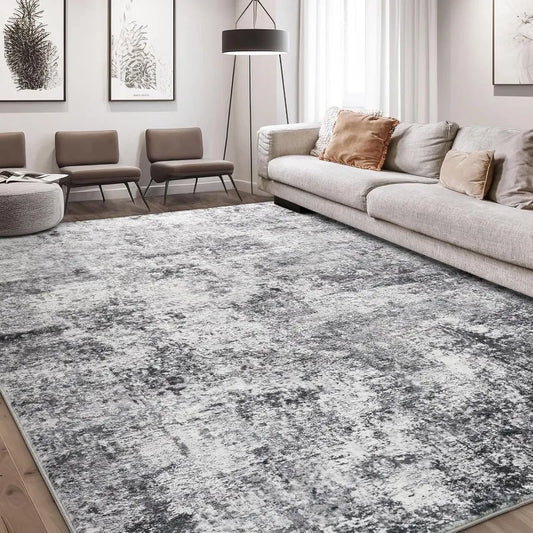 Area Rug Living Room Rugs - 9x12 Large Soft Indoor Neutral Modern Abstract Low Pile Washable Rug Carpet for Bedroom Dining