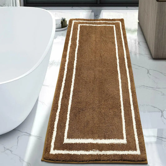 Runner Rug for Bathroom, 24x71 Modern Gray Long Bathroom Rug Non Slip Machine Washable