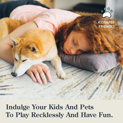 Modern 10x14 area washable ultra-thin living room carpet, bedroom office abstract print interior soft neutral carpet