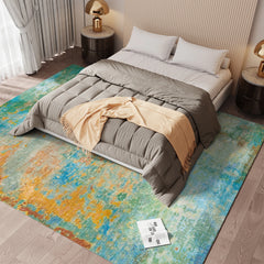 Orhopui Retro-Style Christmas Themed sponge Rug - Soft-Washable tie-dye green pattern