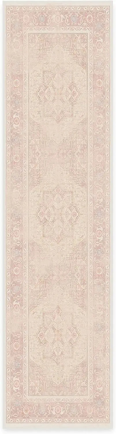 Washable 8 ft Round Rug, Kamran Rose Pink, Premium Rugs for Living Room, Bedroom, Kitchen, Office, Nursery with Gripper Non Slip