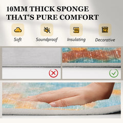 Orhopui Retro-Style Christmas Themed sponge Rug - Soft-Washable tie-dye green pattern