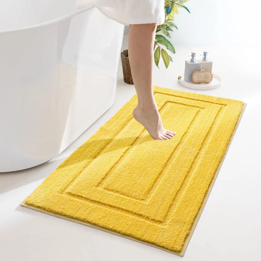 Large Bathroom Rug, 24" x 48", Water Absorbent, Non-Slip, Thick Soft Shaggy, Microfiber, Black