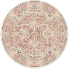 Washable 8 ft Round Rug, Kamran Rose Pink, Premium Rugs for Living Room, Bedroom, Kitchen, Office, Nursery with Gripper Non Slip