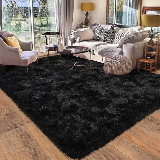 8x10 Area Rugs, Ultra Soft Large Shag Black Living Room Fluffy Rug Carpet for Bedroom, Plush Modern Floor Rug for Kids Room