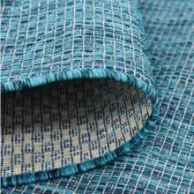 Collection Casual Transitional Solid Heathered Indoor/Outdoor Flatweave Area Rug (9' x 12' Rectangle, Teal/Navy Blue)