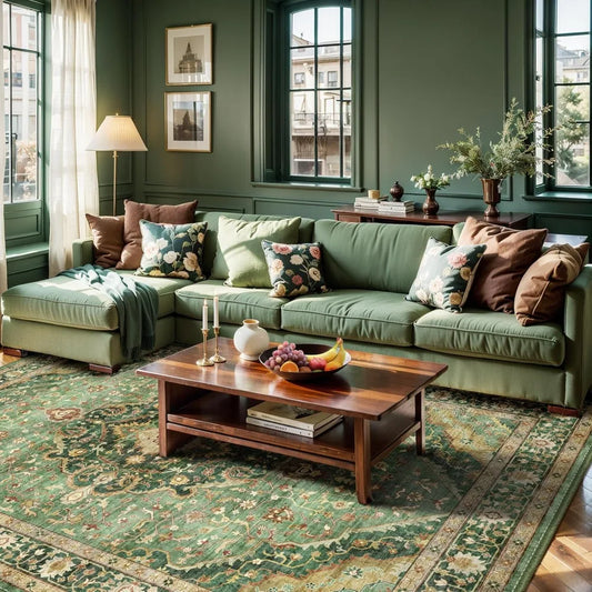 Green Rugs (5x7) for Bedroom Area Rug Washable Rugs Boho, for Living Room Nursery Room Dorm Kids Playroom Home Office, Carpet