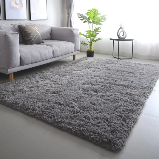 7X10 Area Rugs For Living Room: Grey Area Rug 7 X 10 Carpets For Living Room - Shag Area Rug Modern Indoor Soft Shaggy Fuzzy
