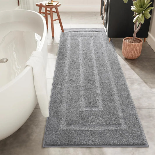 Bath Rug, Black Bathroom Rug 24x60 Inch Soft Absorbent Microfiber Bathroom Runner Rug, Washable Bath Runner Rugs