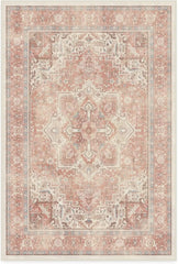 Washable 8 ft Round Rug, Kamran Rose Pink, Premium Rugs for Living Room, Bedroom, Kitchen, Office, Nursery with Gripper Non Slip