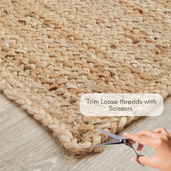 Handwoven Jute Area Rug 6 feet Round Natural Yarn Rustic Vintage Beige Braided Reversible Rug - Eco Friendly Rugs
