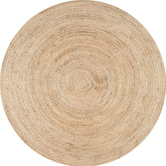 Handwoven Jute Area Rug 6 feet Round Natural Yarn Rustic Vintage Beige Braided Reversible Rug - Eco Friendly Rugs