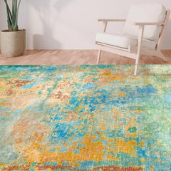 Orhopui Retro-Style Christmas Themed sponge Rug - Soft-Washable tie-dye green pattern