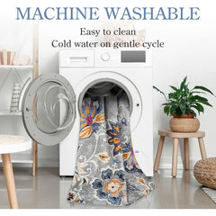 Floral Washable Carpet for Living Room - 3x5 Non-Slip Lightweight Kitchen Rugs, Throw Soft Small Area Rug for