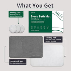 Super Absorbent Diatomaceous Earth Bath Mat Large, Quick Drying Non-Slip Diatomite Stone Bath Mats (Extra Large 31.5" x 19.7")