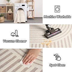 5'x7' Area Rugs for Living Room Jacquard Textured Modern Rugs Soft Geometric Rug for Bedroom Mid Century Washable Rug