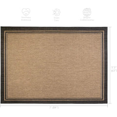 Indoor Outdoor Classic Flatweave Area Rug, Stain & UV Resistant Carpet, Deck, Patio, Poolside & Mudroom, 5x7 Ft Standard, Rugs