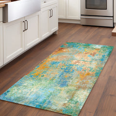 Orhopui Retro-Style Christmas Themed sponge Rug - Soft-Washable tie-dye green pattern