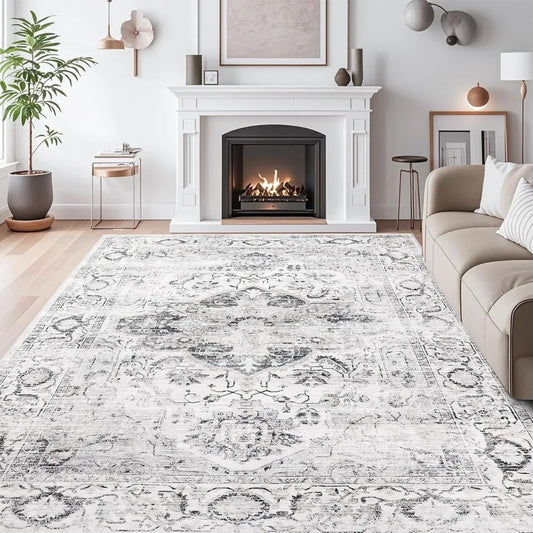 8x10 Area Rugs for Living Room - Stain Resistant Backing Washable Rugs, for Bedroom,Vintage Printed Large Area Rug, Carpet
