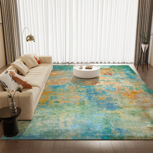 Orhopui Retro-Style Christmas Themed sponge Rug - Soft-Washable tie-dye green pattern