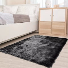 BedStory Sheepskin Rug 2X3 - 4X6 Ft Area Rug Faux Fur Rug for Bedroom Bedside Living Room Plush Soft Rug Luxury Home Decoration