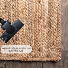 Handwoven Jute Area Rug 6 feet Round Natural Yarn Rustic Vintage Beige Braided Reversible Rug - Eco Friendly Rugs