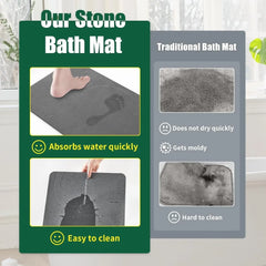 Super Absorbent Diatomaceous Earth Bath Mat Large, Quick Drying Non-Slip Diatomite Stone Bath Mats (Extra Large 31.5" x 19.7")