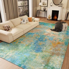 Orhopui Retro-Style Christmas Themed sponge Rug - Soft-Washable tie-dye green pattern