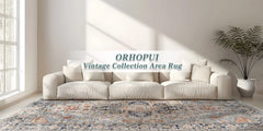 Orhopui vintage boho design, washable area rugs non-slip rugs for living room bedroom traditional woven rugs stain resistant