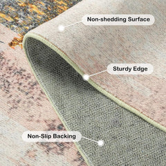 Area Rug Living Room Rug, 6X9 Modern Abstract Washable Rug Grey Non Slip Foldable Faux Wool Vintage Rug, Fluffy Non-Shedding