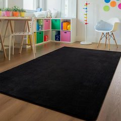 6x9 Black Washable Fuzzy Bedroom, Soft Fluffy Indoor Carpets, Rug