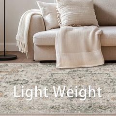 Modern Area Rug 8x10, Machine Washable Rugs for Living Room, Non Slip Carpet Printed, Low Pile, Light Taupe Brown