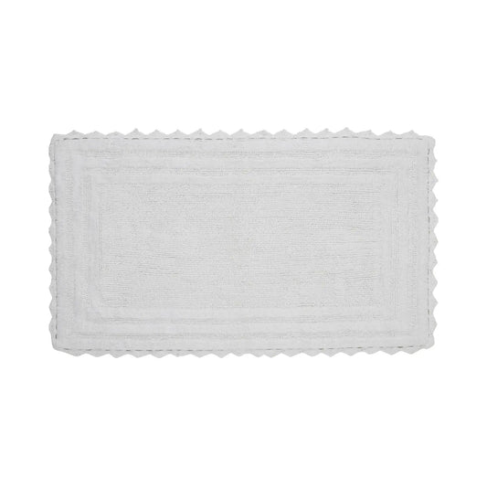 24 x 40 Bathroom Rug – 100% Cotton, Extra Soft Tufted Reversible Bath Mat, Water-Absorbent, Machine Washable (White) Shaggy Bor