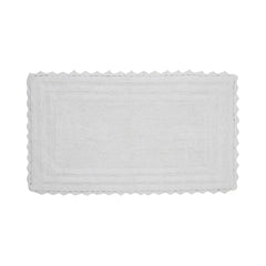 24 x 40 Bathroom Rug – 100% Cotton, Extra Soft Tufted Reversible Bath Mat, Water-Absorbent, Machine Washable (White) Shaggy Bor
