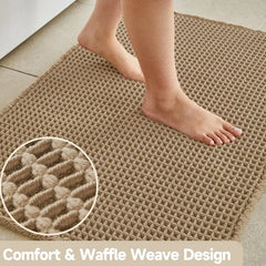 Waffle Runner Rug Bathroom, Long Boho Bathroom Rugs Non Slip Washable Super Absorbent Quick Dry Farmhouse Bathroom Decor