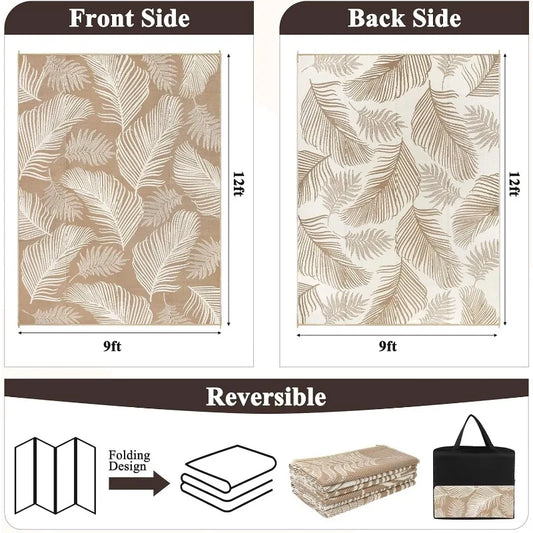 Waterproof Outdoor Rug 9x12, Reversible Plastic Straw Patio Camping Rug, Indoor Outdoor RV Mat Carpet for Deck,