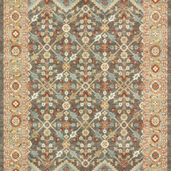 Persian Border Medallion Loop Print Rust Brown Indoor Area Rug, 7'x10'