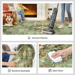 Green Rugs (5x7) for Bedroom Area Rug Washable Rugs Boho, for Living Room Nursery Room Dorm Kids Playroom Home Office, Carpet