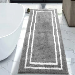 Runner Rug for Bathroom, 24x71 Modern Gray Long Bathroom Rug Non Slip Machine Washable