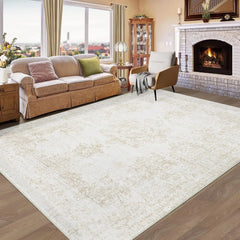 Vintage Living Room Area Rug - 5x7 Large Machine Washable Boho Moroccan Rug Distressed Farmhouse Rugs for Bedroom -